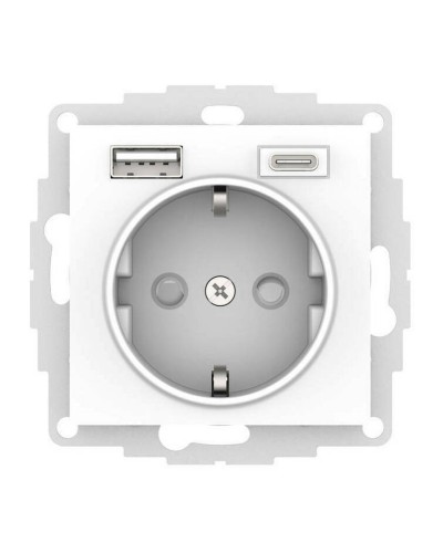 AtlasDesign розетка 1-местная с 2 USB A+C, скрытой установки, механизм, белый (ATN000132). Розетка с USB. Systeme Electric в Йошкар-Оле