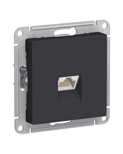 AtlasDesign розетка RJ45, кат. 5Е, 1-местная, скрытой установки, механизм, карбон (ATN001083). Розетка компьютерная. Systeme Electric в Йошкар-Оле