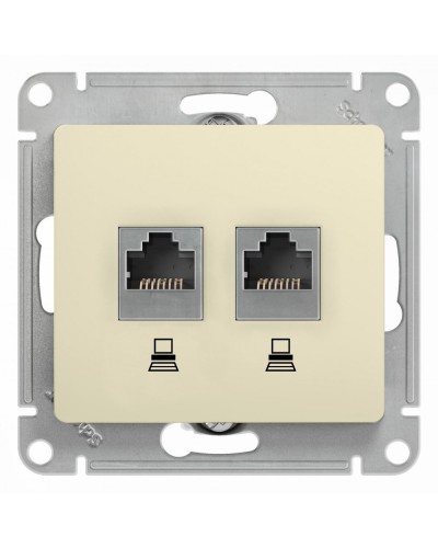 Glossa розетка RJ45+RJ45 2-местная, кат. 5Е, скрытой установки, механизм, бежевый (GSL000285KK). Розетка компьютерная. Systeme Electric в Йошкар-Оле