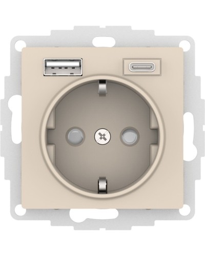 AtlasDesign розетка 1-местная с 2 USB A+C, скрытой установки, механизм, бежевый (ATN000232). Розетка с USB. Systeme Electric в Йошкар-Оле