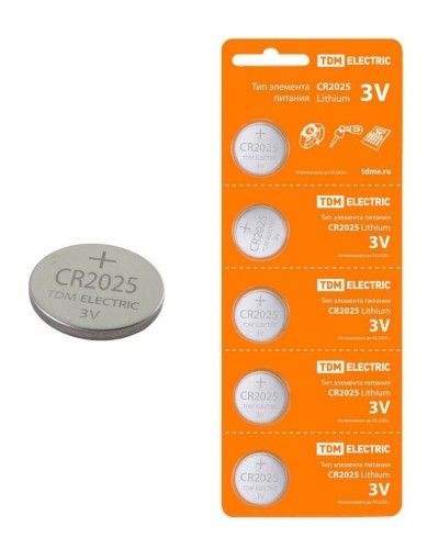 CR2025 Lithium 3V BP-5 TDM (SQ1702-0028). Элемент питания. TDM ЕLECTRIC в Йошкар-Оле