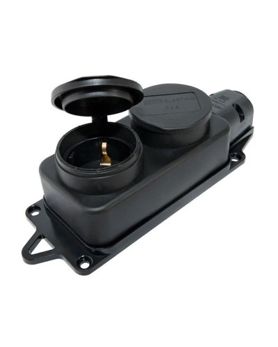 Розетка двухместная 2Р+РЕ 16А 250В IP44 (SQ0612-0010). Розетка двухместная с заглушками каучук. TDM ЕLECTRIC в Йошкар-Оле