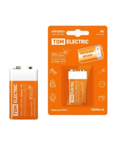 6LR61 Крона 9V BP-1 TDM (SQ1702-0013). Элемент питания. TDM ЕLECTRIC в Йошкар-Оле