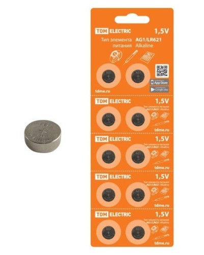 AG1/LR621 Alkaline 1,5V BP-10 TDM (SQ1702-0045). Элемент питания. TDM ЕLECTRIC в Йошкар-Оле