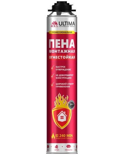 Пена огнестойкая ULTIMA PRO, 750 мл. Пена монтажная профессиональная. ULTIMA в Йошкар-Оле