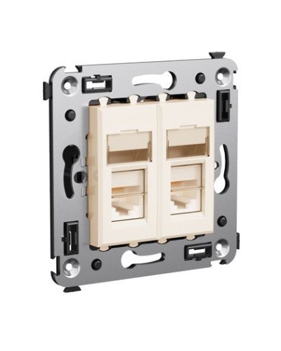 Розетка RJ-45 Avanti в стену двойная экранированная ванильная дымка (4405364). Розетка. ДКС в Йошкар-Оле