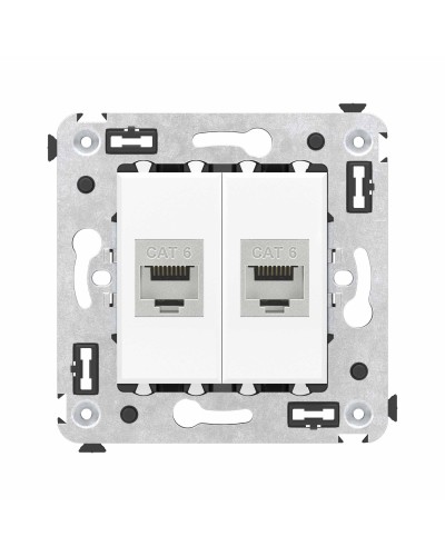 Розетка RJ-45 в стену, кат.6E, Avanti, двойная, белое облако (4400794). Розетка компьютерная модульная. ДКС в Йошкар-Оле