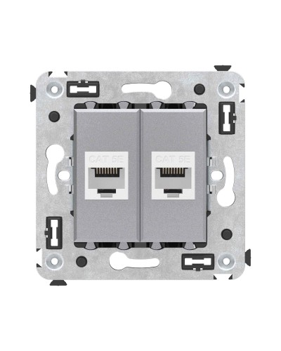 Розетка RJ-45 в стену, кат.5E, Avanti, двойная, закаленная сталь (4404664). Розетка компьютерная. ДКС в Йошкар-Оле