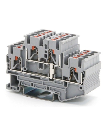 Клемма двухуровневая, зажим push-in, 2.5 кв.мм, серая (VPRTT-2.5-PV-GY). Клемма проходная, 4 точки подключения, уровни соединены перемычкой. ДКС в Йошкар-Оле