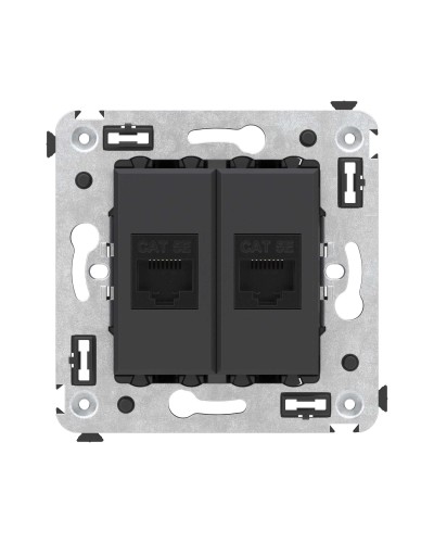 Розетка RJ-45 в стену, кат.5E, Avanti, двойная, черный матовый (4412664). Розетка компьютерная. ДКС в Йошкар-Оле