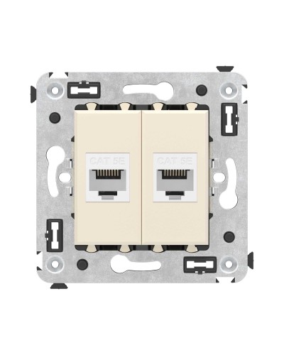 Розетка RJ-45 в стену, кат.5E, Avanti, двойная, ванильная дымка (4405664). Розетка компьютерная. ДКС в Йошкар-Оле