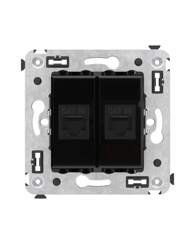 Розетка RJ-45 в стену, кат.5E, Avanti, двойная, черный квадрат (4402664). Розетка компьютерная. ДКС в Йошкар-Оле