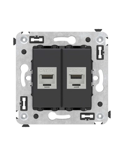 Розетка RJ-45 в стену, кат.6E, Avanti, двойная, черная матовая (4412764). Розетка компьютерная. ДКС в Йошкар-Оле