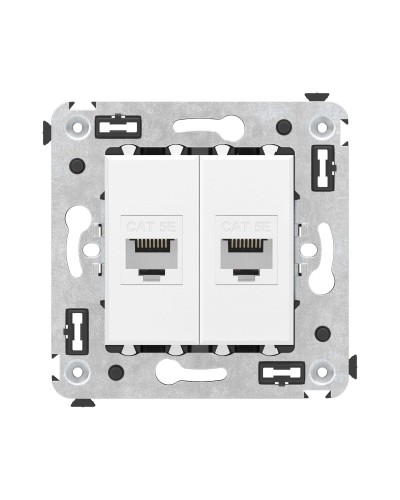 Розетка RJ-45 в стену, кат.5E, Avanti, двойная, белое облако (4400664). Розетка компьютерная. ДКС в Йошкар-Оле