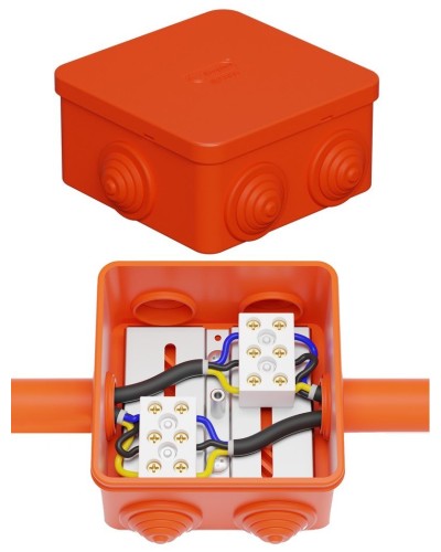 Коробка JBS080 85х85х50, 6 вых., 3P (0,15-4,0 мм²) (43101HF). Коробка монтажная, огнестойкая, без галогена. Экопласт в Йошкар-Оле