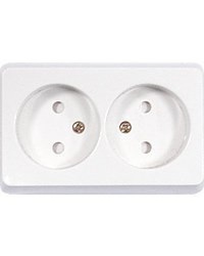 Розетка двойная открытой установки без з/к, белый, LK Standard (813604). Розетка без заземляющих контактов с защитными шторками. Экопласт в Йошкар-Оле