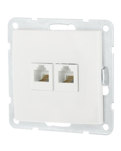 Розетка телефонная двойная 2xRJ-12 с накладкой, белый LK60 (865604-1). Розетка телефонная. Экопласт в Йошкар-Оле