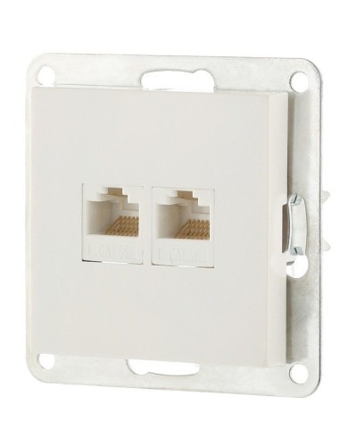 Розетка 2xRJ-45 кат.5е с накладкой, белый LK80 (846204-1). Розетка компьютерная двойная. Экопласт в Йошкар-Оле
