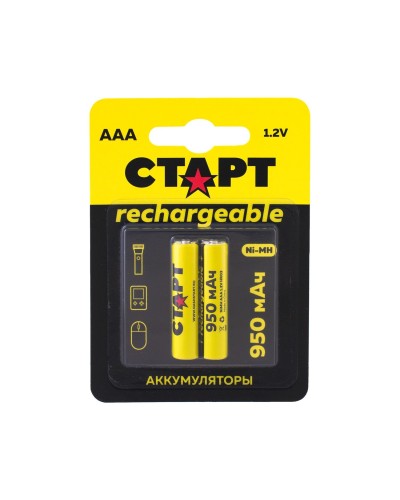 СТАРТ HR03 (AAA, 950mah), упак. 2 шт. БЛИСТЕР. Перезаряжаемые аккумуляторы. СТАРТ в Йошкар-Оле