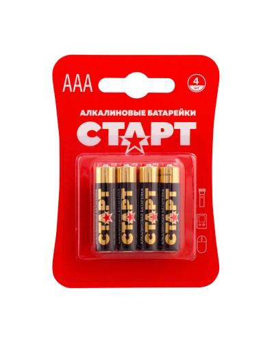 СТАРТ LR03-BL4 (1,5 В, AAA, LR03), упак. 4 шт. БЛИСТЕР. Алкалиновые батарейки. СТАРТ в Йошкар-Оле