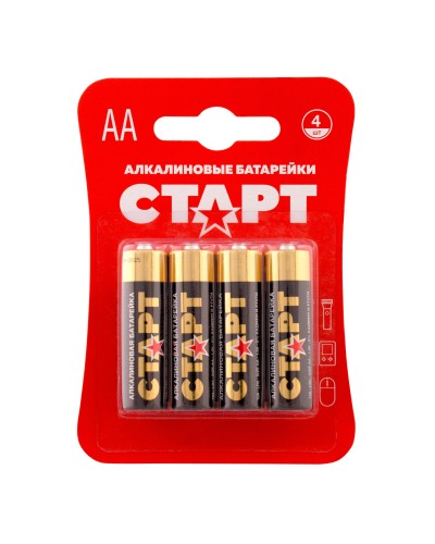 СТАРТ LR6-BL4 (1,5 В, AA, LR6), упак. 4 шт. БЛИСТЕР. Алкалиновые батарейки. СТАРТ в Йошкар-Оле